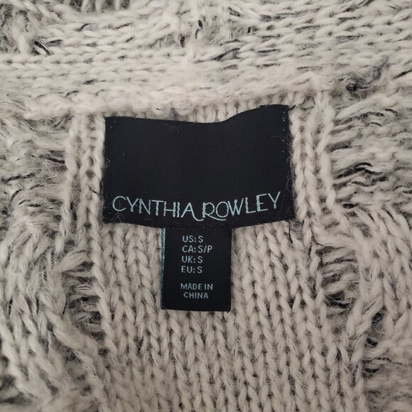 Cynthia Rowley S Cardigan Sweater Open Fuzzy Alpaca Wool Blend White Gray Marled - Picture 14 of 14